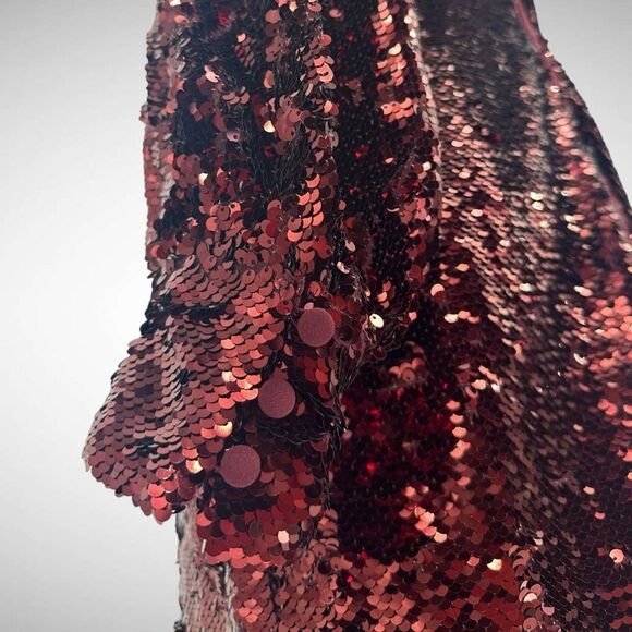 Ted Baker Emaleee Sequin Wrap Plunge Neck Midi Dress Size 2 US 4-6 Dark Red Glam - Picture 6 of 11